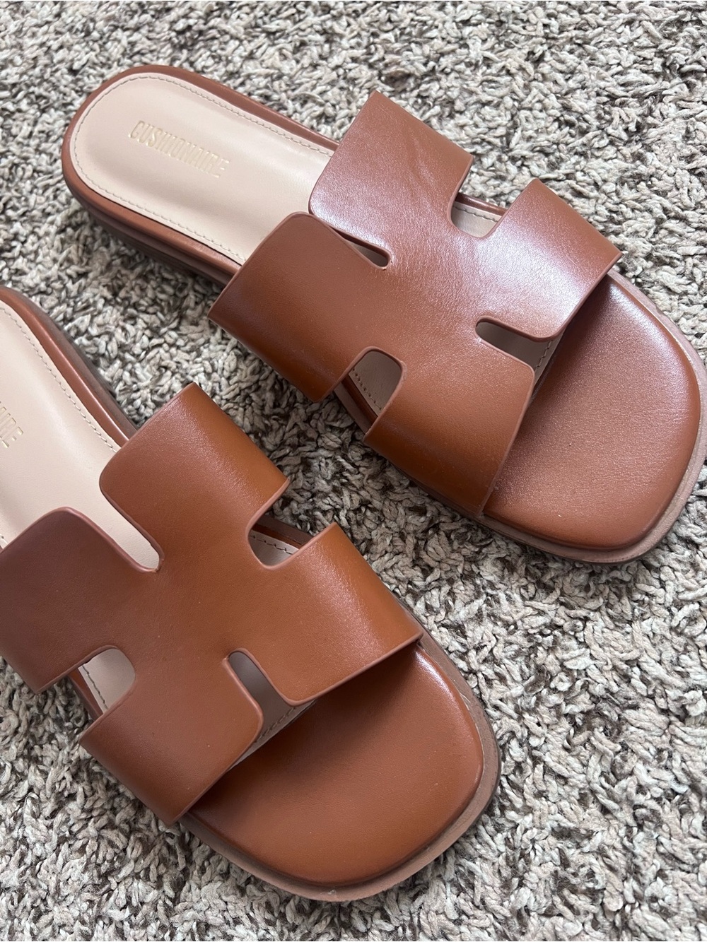 Classic Brown Slide Sandals with Cutout H-Style Strap